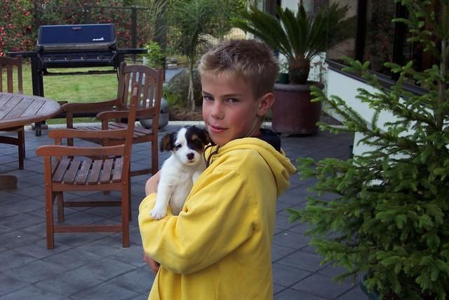 Zach and a puppy